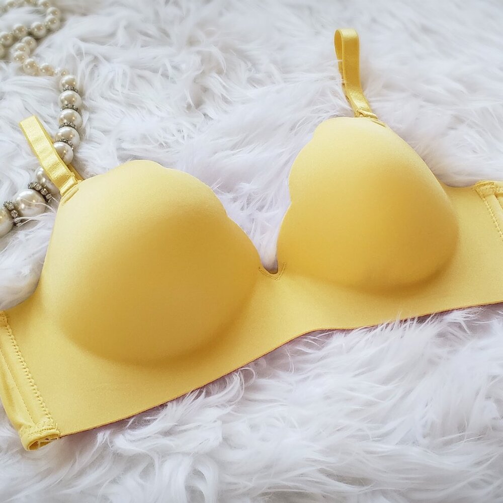 Yellow + Pink mermaid scallops wireless duo colored push-up bra